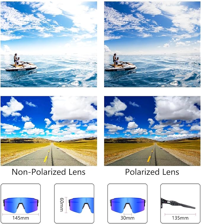 OULAIQI Cycling Sunglasses Polarized Sunglasses for Cycling Men Women with 1 Lens or 3 Interchangeable Lens Baseball Glasses