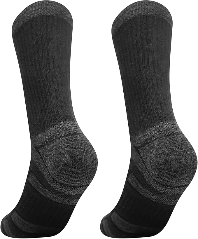 Men's Performance Cotton Moisture Wick Sports Hiking Workout Training Athletic Cushion Crew Socks For Men Size 6-13