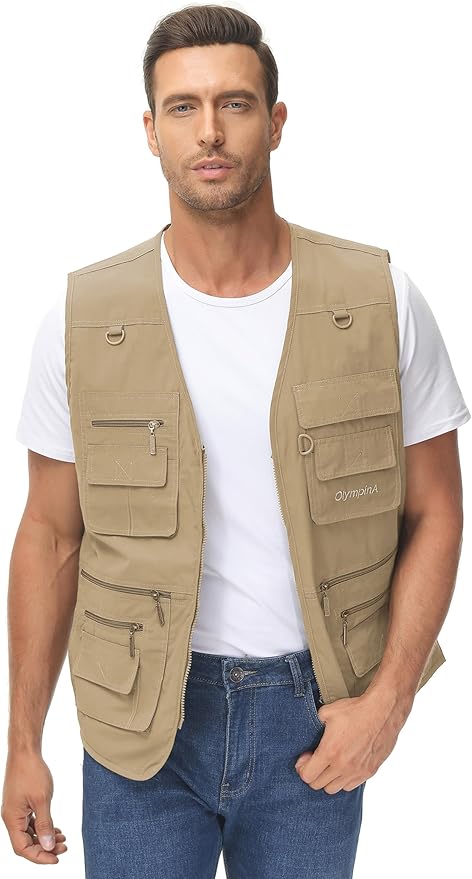 Lentta Men's Fishing Vest Summer Outdoor Lightweight Work Photo Vest 16 Pockets