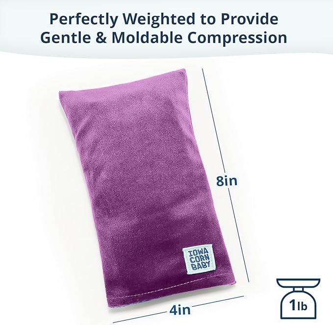 Mini - Microwavable Heating Pad & Reusable Cold Pack - Weighted Heating Pad for Cold Hands, Sore Neck, Achy Wrists - 4” x 8” - 1 lb (Purple Plum)