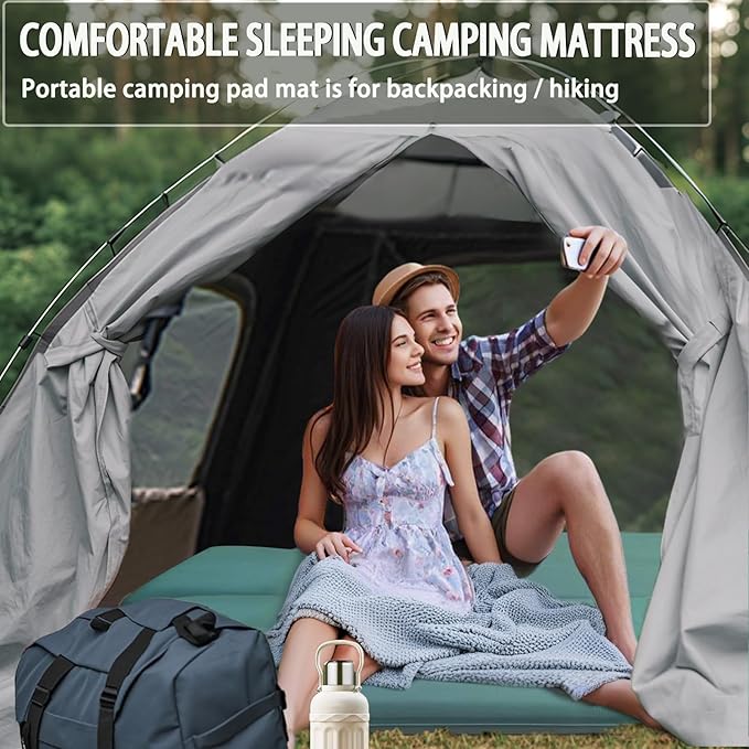 LINKET Sleeping Pad for Camping, Self Inflating Sleeping Pad with Electric Pump, Camping Mattress Compact for Backpacking Hiking Traveling Tent - Ultralight Self Inflating Air Mattress