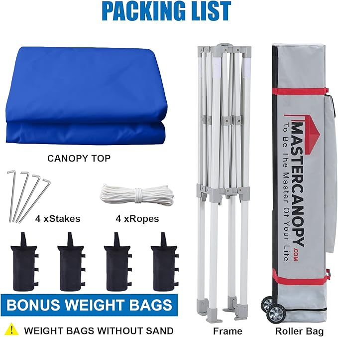 MASTERCANOPY Pop Up Canopy Tent Commercial Grade Instant Shelter (5x5, Blue)