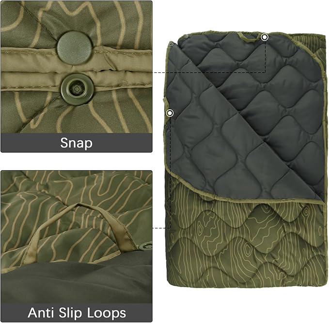 LOOGU Camo Blanket Waterproof Insulation Poncho Liner for Outdoor Camping, Hiking, Hunting, Survival, Backpacking, Picnicking