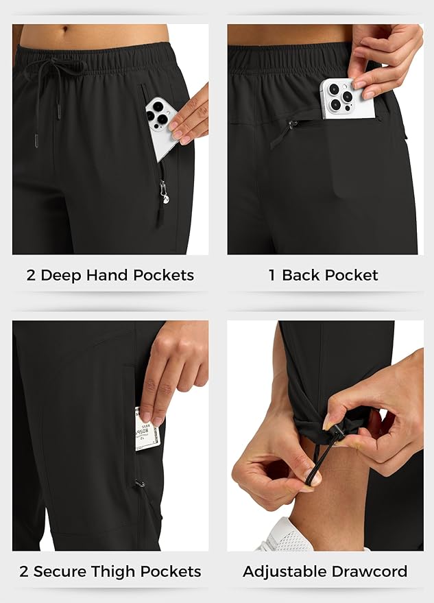 Willit Women's Hiking Pants Quick Dry Cargo Pants Lightweight Water Resistant Travel Golf Pockets Petite/Regular/Tall