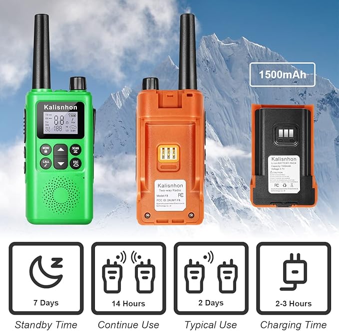 Walkie Talkies Long Range with Call Alert NOAA Dual Watch Flashlight LCD Display VOX 22 Channels, Walkie Talkies for Adults with Charging Dock and Earpieces Li-ion Battery(2 Pack)