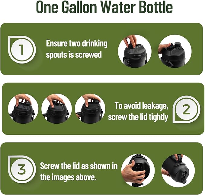 Hydraful Gallon Water Bottle, 128 oz Large Insulated Stainless Steel Sports Water Jug, Large Triple Wall Vacuum Insulation Water Bottle-Keeps Cold up to 48 Hrs-Sweat Proof, for Gym, Hiking & Camping
