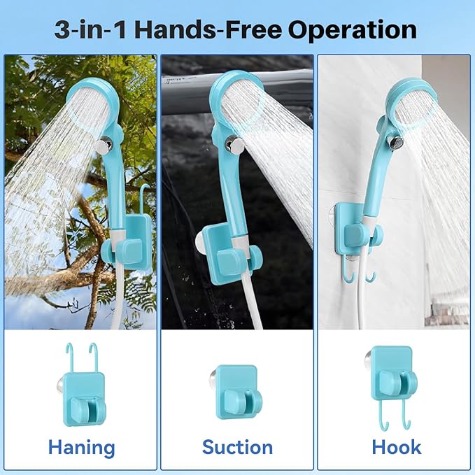 Portable Camping Shower with Heater, 6000mAh Rechargeable Portable Shower with 2000W Immersion Heater, LED Display, Heated Camping Shower for Travel, Hiking, Car, Pet