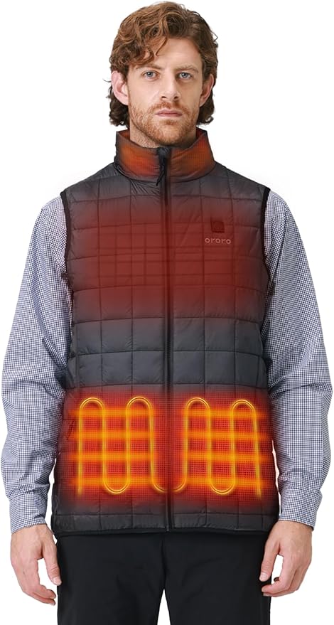 ORORO Men's Lightweight Quilted Heated Vest with Battery, Heated Quilted Vest (Charger Not Included)
