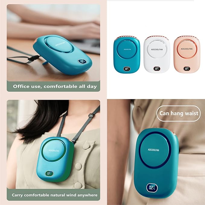 Portable Neck Fan, Mini Small Personal Handheld Fan USB Rechargeable 3 Speed for Girls Boys Woman Eyelash Travel Home Office Outdoor (Blue)
