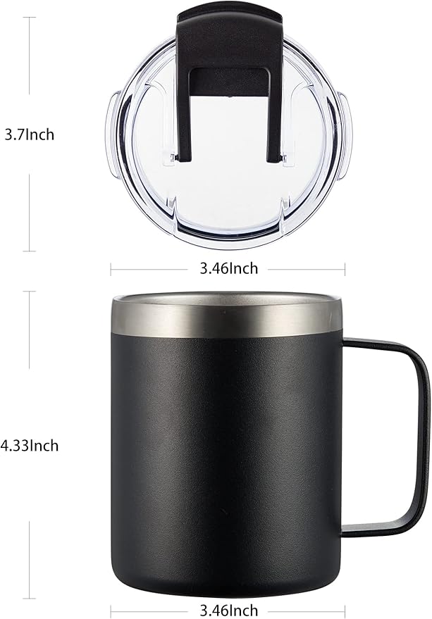 ALOUFEA 12oz Insulated Coffee Mug Cup with Handle, Stainless Steel Travel Coffee Mug with Flip Lid, Double Wall Vacuum Coffee Tumbler,Sage