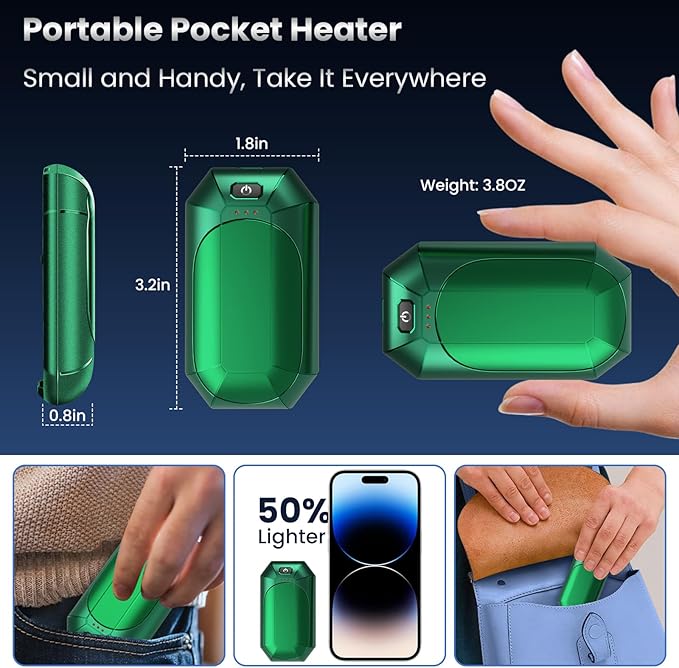 AI Hand Warmers Rechargeable 2 Pack,Portable Electric Hand Warmer Reusable,AI Hand Warmer for Outdoor Golf Hunting Camping Accessories,Warm Winter Gifts for Men Women Kids