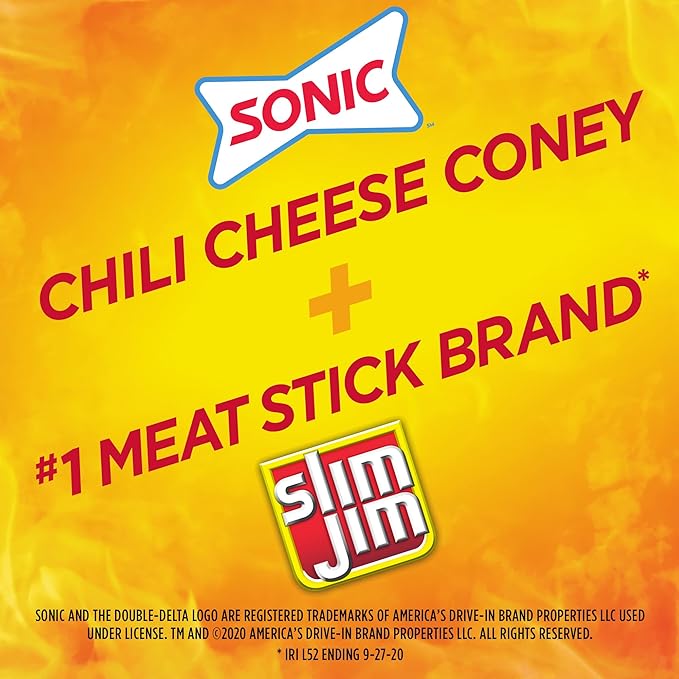 Slim Jim Monster Smoked Meat Sticks, Sonic Chili Cheese Coney Flavor, High Protein, 1.94 oz. (18 Count)