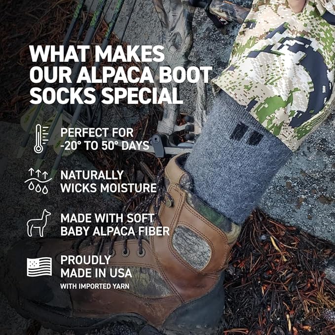 HOLLOW Alpaca Boot Socks for Men and Women, Moisture Wicking Alpaca Socks for Hiking, Running, Temperature Regulating
