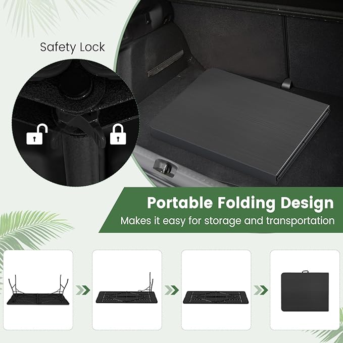 GYMAX 6FT Folding Table, Portable Lightweight Camping Table with Carry Handle, Easy Fold Up Rectangle Indoor/Outdoor Collapsible Table for Camp, Picnic, BBQ, Patio (Black (No Umbrella Hole))