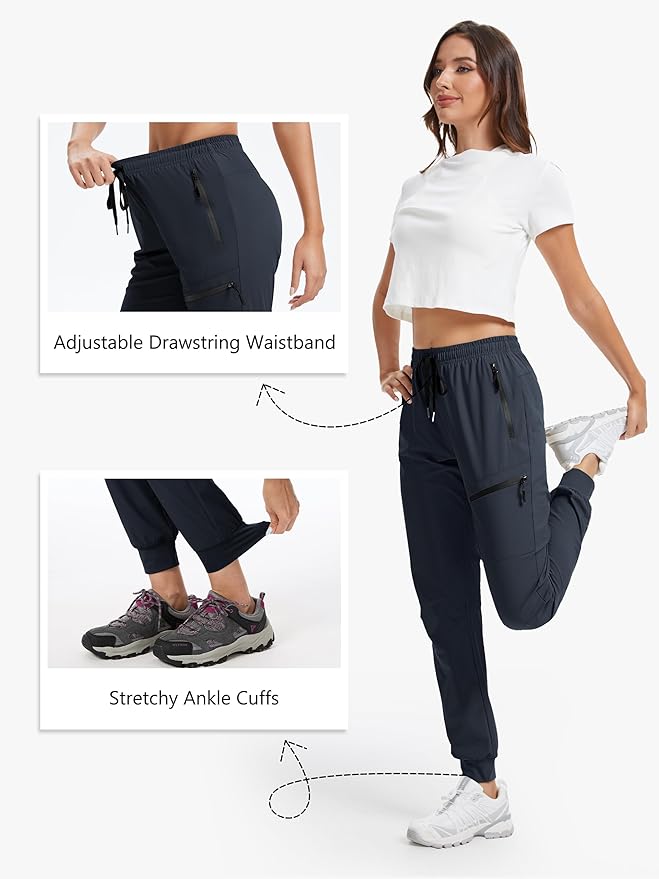 Womens Tall Hiking Pants 30/32/34 Inseam Lightweight Joggers Quick Dry 4 Pockets Travel Athletic Cargo UPF50+