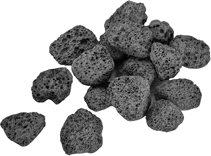 Mr. Fireglass Natural Lava Rock, 0.8"-1.2" Medium Volcanic Lava Rock for Indoor & Outdoor Fire Pits, Fireplaces, Fire Bowls & Fire Table, Decorative Garden Landscaping, Potted Plants -10 Pounds, Black