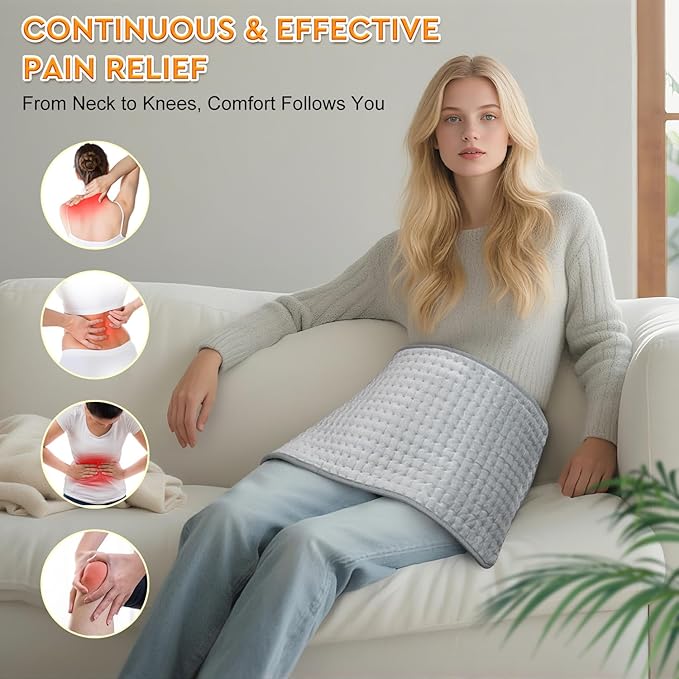 Heating Pad for Back Pain & Period Cramps Relief - Birthday Gifts for Women Men Mom Dad, Portable Electric Neck and Shoulder Heating Pads Large, 10 Heat Settings, ETL Certified, 12"x24"