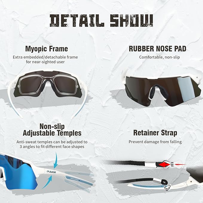 Polarized Cycling Glasses for Men Women Youth, UV400 Mountain Bike Sunglasses for Bicycle Mtb Running Fishing Baseball