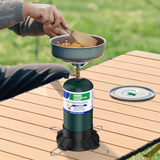 Sondiko Gas Cylinder Stand Base, Standard Fuel Gas Bottle Stabilizer, Small Propane Tank Stand, Accessory for Portable Welding Torch Burner Stove(Propane Tank Not Included)
