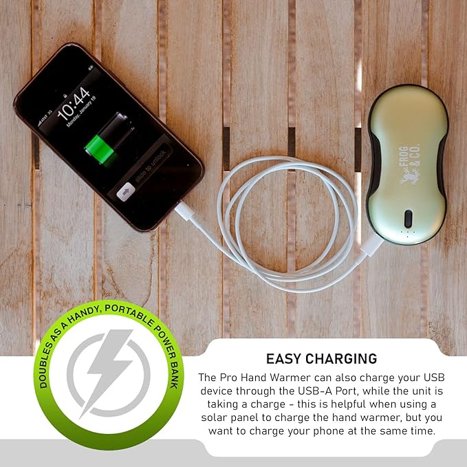 Survival Frog QuickHeat PRO Rechargeable Hand Warmer with Portable Power Bank - Premium Quality Electric Hand Warmer - Reusable Hand Warmers - USB Heater for Hands with Storage Bag and Lanyard