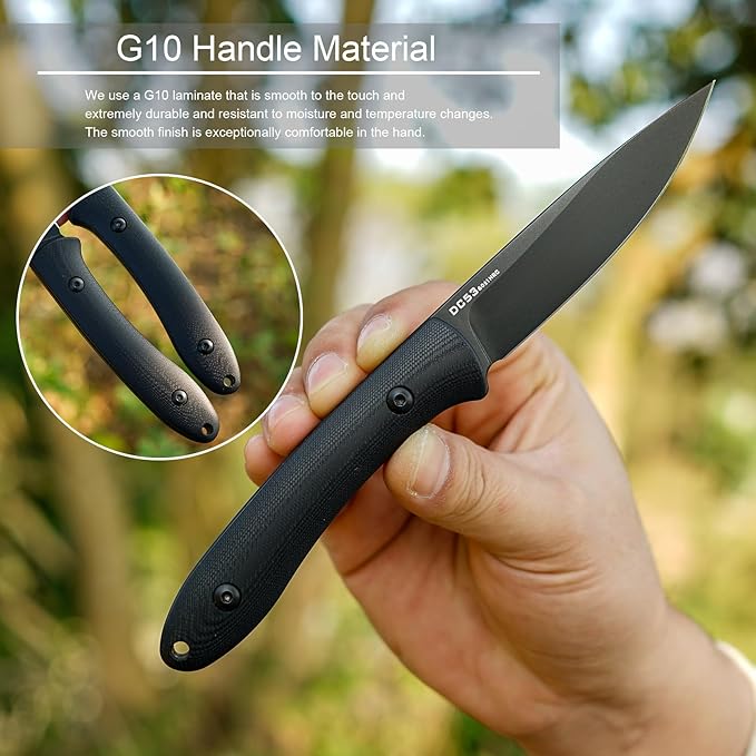 Small Fixed Blade Knife,Full Tang Design knife.3.27inch DC53 Steel Blade and G10 Handle,with Kydex Sheath,Fixed EDC Tactical Knife for Men Women,Outdoor Hiking Camping Knives