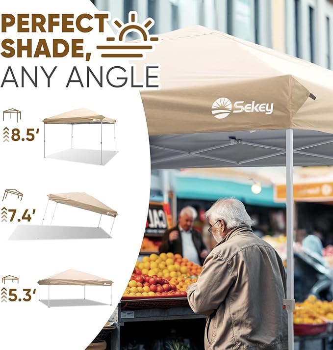 Sekey 10x10 Pop Up Canopy with One Push Setup-Easy Up Canopy with 99% UV Blocking - Instant Outdoor Sun Shade for Events, Parties, Camping- Commercial Gazebo with Weight Bags,Wind Proof&Waterproof