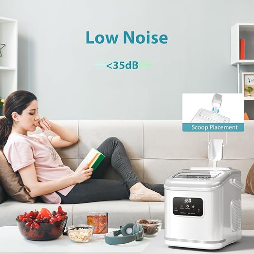 Ice Maker Machine countertop Self Cleaning Portable Compact Small Bullet Ice Maker with Digital Screen,9 Cubes in 6 Mins,26lbs in 24Hrs,for Camping Dorm Home Outdoor(White)