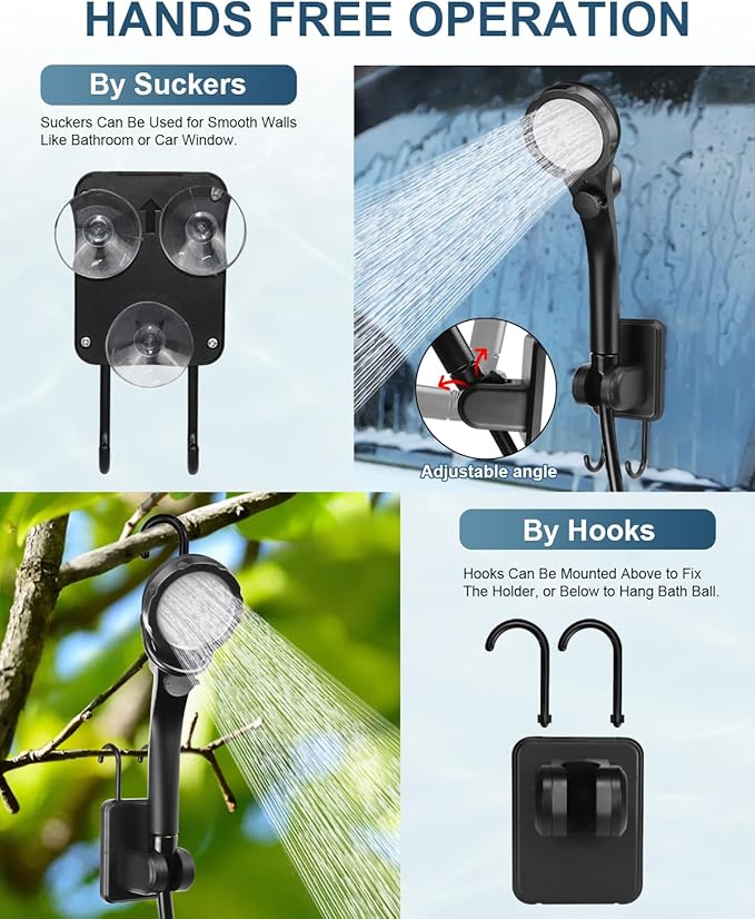 AUTOPkio Portable Camping Shower, Upgraded Outdoor Shower with 6000mAh Rechargeable Battery Pump & Digital Display for Hiking, Travel, Car, Pet Bath, Watering, Emergency