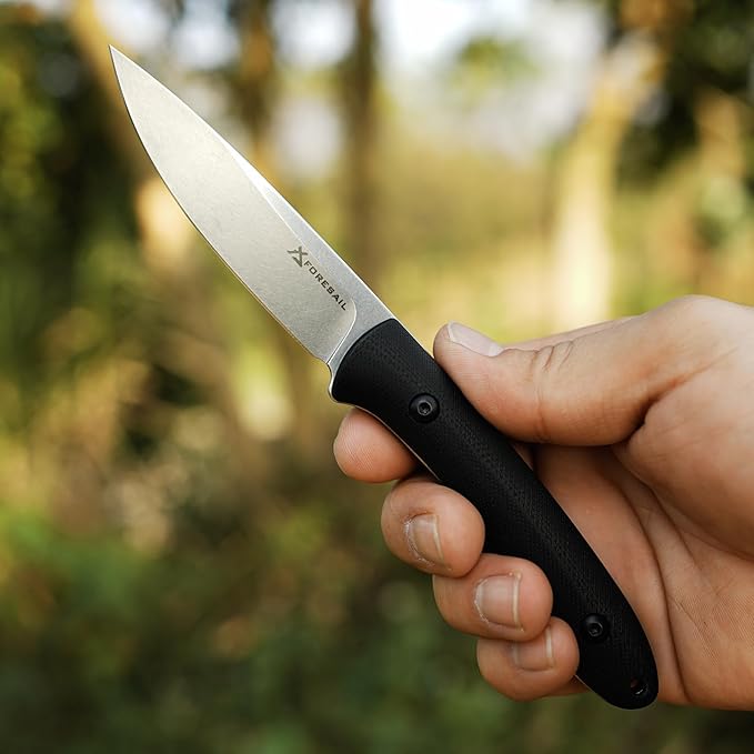 Small Fixed Blade Knife,Full Tang Design knife.3.27inch DC53 Steel Blade and G10 Handle,with Kydex Sheath,Fixed EDC Tactical Knife for Men Women,Outdoor Hiking Camping Knives