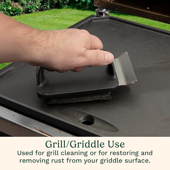 Cuisinart 5-Piece Grill & Griddle Scrubber Set, Bristle Free Stainless Steel 3 Steam Cleaning Sponges with Water Tray, Perfect for Grill & Griddle Cleaning Easy Stain Remover, BBQ & Camping Tool