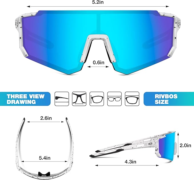 RIVBOS Youth Baseball Sunglasses for Kids(Boys&Girls) Polarized UV Protection Cycling Glasses RYS008