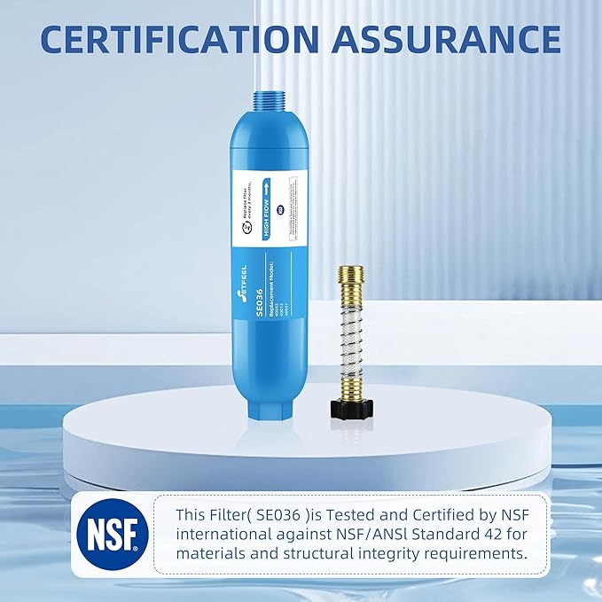 RV Inline Hose Water Filter, NSF Certified Camper Water Filter with Flexible Hose Protectors For RV Garden, Camping Essentials For Reduces Chlorine, Bad Taste, Odor In Drinking Water, 3 Pack SETFEEL