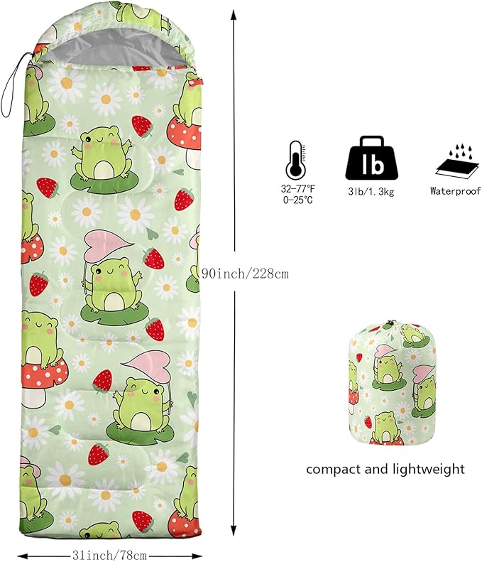 AILONEN Outer Space Astronaut Camping Sleeping Bags,Lightweight & Waterproof,3 Season Warm & Cool Weather,Cartoon Sleeping Bags for Kids,Boys Girls Travelling,Outdoors
