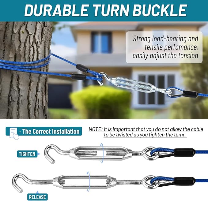 Dog Runner for Yard, Heavy Duty 75FT Dog Runs for Outside with 10FT Tie Out Cable, Trolley System Zipline for Large Dogs Up to 250lbs, Chew Proof Run Cable for Camping