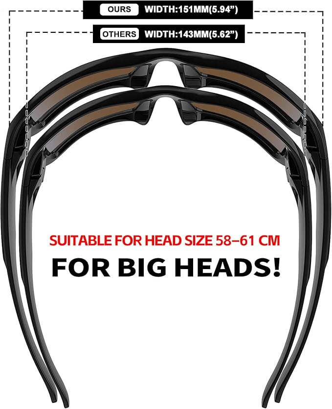 MAXJULI Polarized Wrap Around Sports Sunglasses for Big Heads Men Women UV400 Protection Sun Glasses 8232