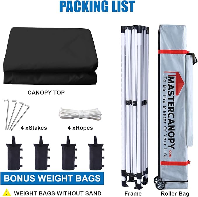 MASTERCANOPY Pop Up Canopy Tent Commercial Grade Instant Shelter (8x8, Black)
