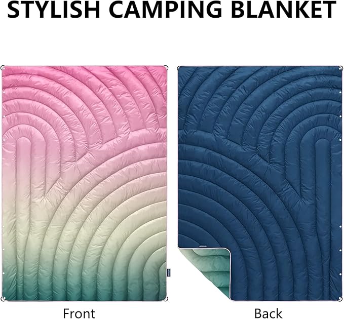 Mini Camping Blanket, Lightweight Down Alternative Puffy Blanket Packable Outdoor Blanket for Camping, Traveling, Stadium, Hiking, Picnics