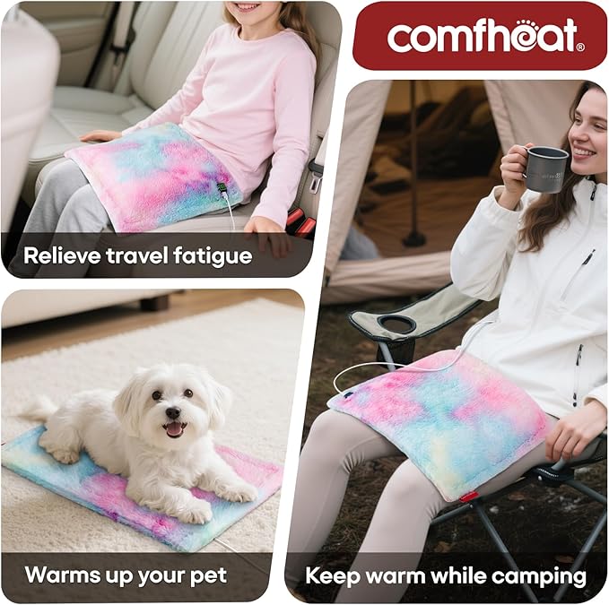 USB Heating Pad, 5V Heated Travel Pads, 3 Heat Settings & Auto Shut Off, Hot Therapy for Pain Relief Abdomen Cramps (16"x 12") (Non-Chargeable) Colorful