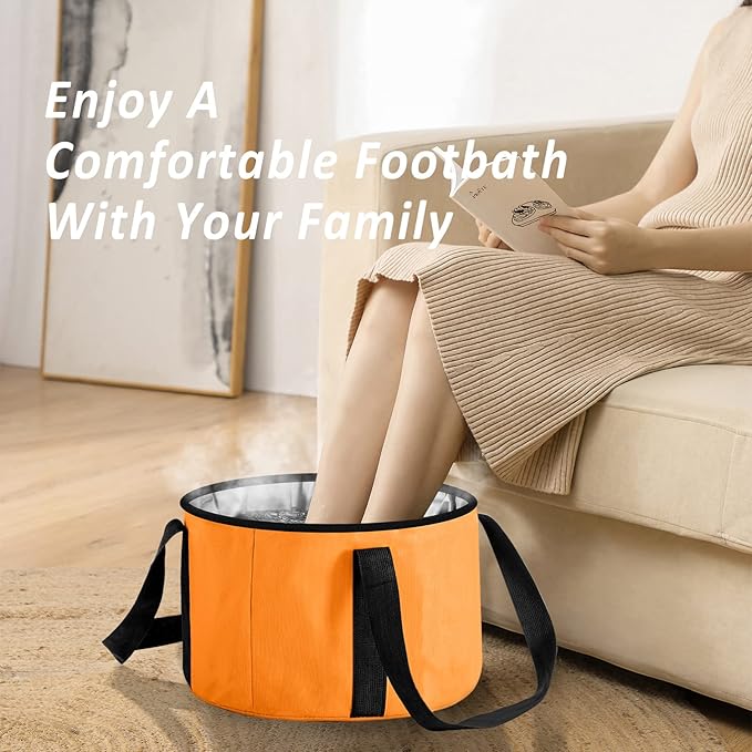 Foot Bath Basin 20L Collapsible Bucket, Portable Foot Soak Tub Feet Soaking Bucket for Outdoor Travel, Camping, Fishing(Orange)