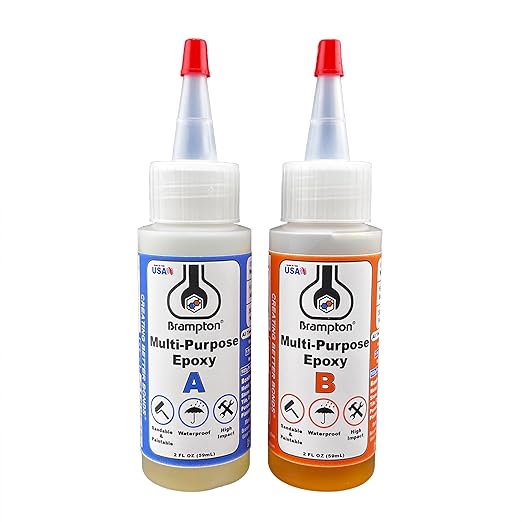 Brampton Multi-Purpose Epoxy, Quick 30-Minute Set, Waterproof 2-Part Epoxy Glue Kit for Tile, Metal, Ceramic, Glass, Wood, Stone, Strong Bonding, Sandable, Paintable Resin, Easy 1:1 Mix, 4 oz
