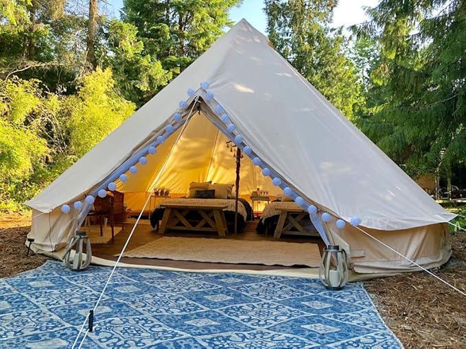 Outdoor Luxury Glamping Bell Tents for Boutique Camping and Occasional Family Camping Trips and Festivals and Human shelter for inhabiting or Leisure