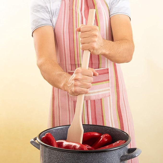 Mr.Woodware Wooden Kitchen Utensils- 24 Inch Long Handle Beech Wood Wok Spatula and Cooking Spoon - 2 in 1 Wooden Cooking Utensils Set for Mixing in Big Stock Pots Cauldron (Spoon & Spatula)