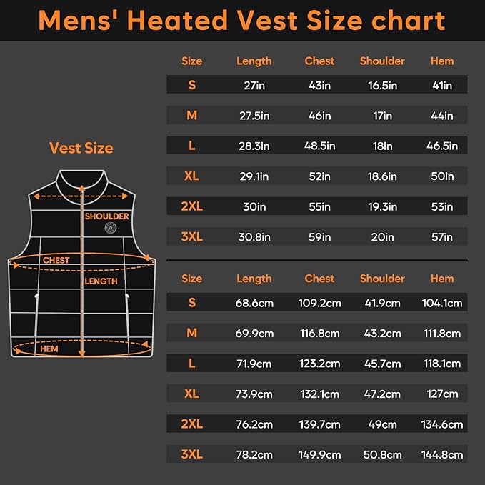 Heated Vest for Men With 16000mAh 7.4V Battery Pack Included, Light Weight 15 Heating Zone Electric Heating Vest