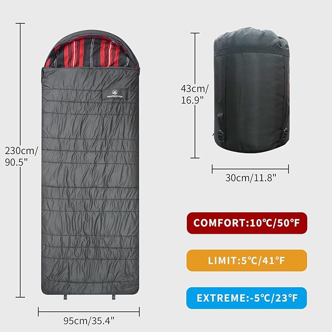 Polycotton Sleeping Bag for Adult,Cold&Warm Weather Large with Compression Sack and Water Resistant for Family Camping,Travel and Car Camping