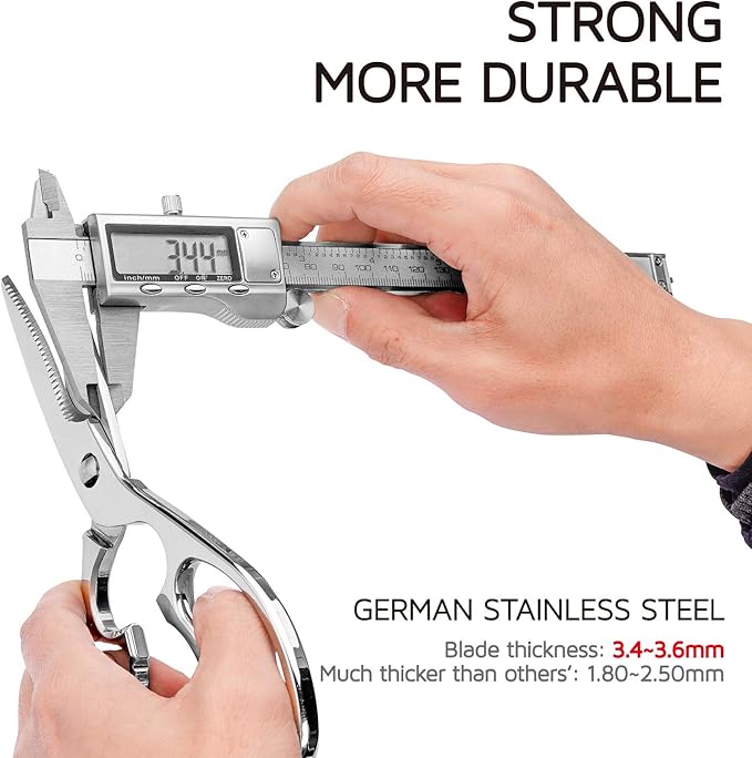 Come Apart Kitchen Shears by WELLSTAR, Multi-purpose Heavy Duty German Stainless Steel Food Scissors for Cutting Meat Poultry Chicken Vegetable, Durable One Piece Construction, Mirror Finish