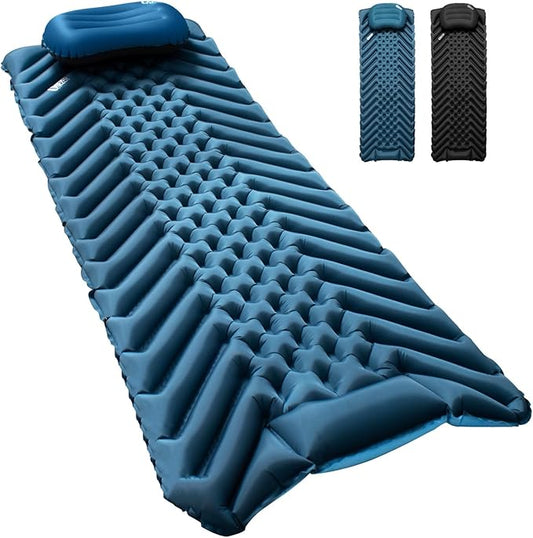 Ultralight Sleeping Pad Camping Inflatable Pillow for Camping Combo, Compact Backpacking Inflatable Sleeping Pad for Adults- Portable for Hiking, Travel - Durable & Comfortable