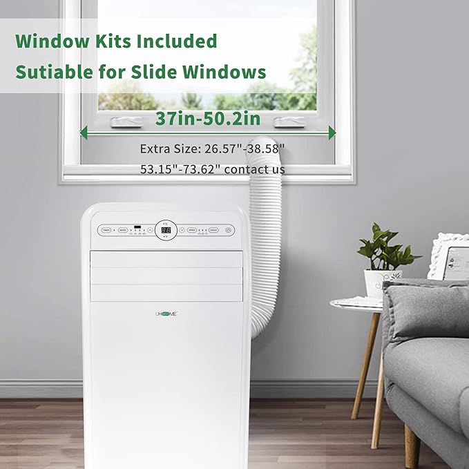 Uhome 12000 BTU Portable Air Conditioner with Heater up to 400 Sq. Ft, Ac Heater Combo Window Unit, Portable AC Unit with Dehumidifier & Fan, Cools & Heats,Remote Control and Window Kit Included,White