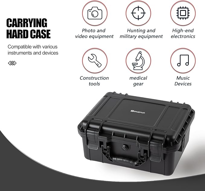 small Hard case Waterproof Hard Case with DIY Customizable Foam Insert Portable Protective Case with Knife for Camera Drones Equipments Tools Test Instruments 14.2''x11.4''x6.3''