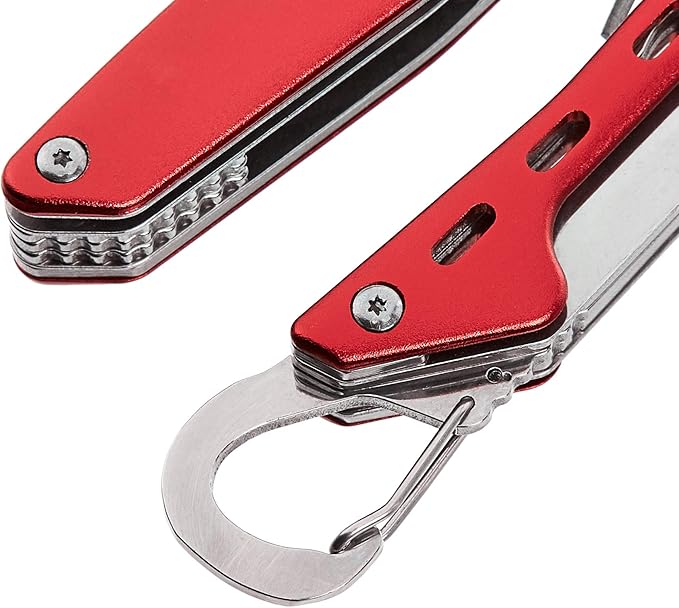 Amazon Basics 10-in-1 Stainless Steel Multitool Safety Lock with Nylon Sheath, Red