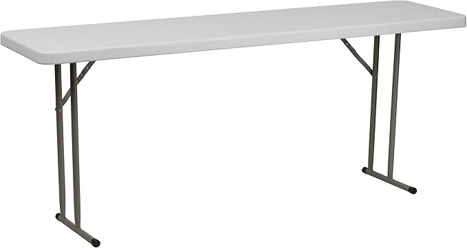 Flash Furniture Kathryn 5 Pack 6-Foot Rectangle Granite White Plastic Folding Training/Seminar Table